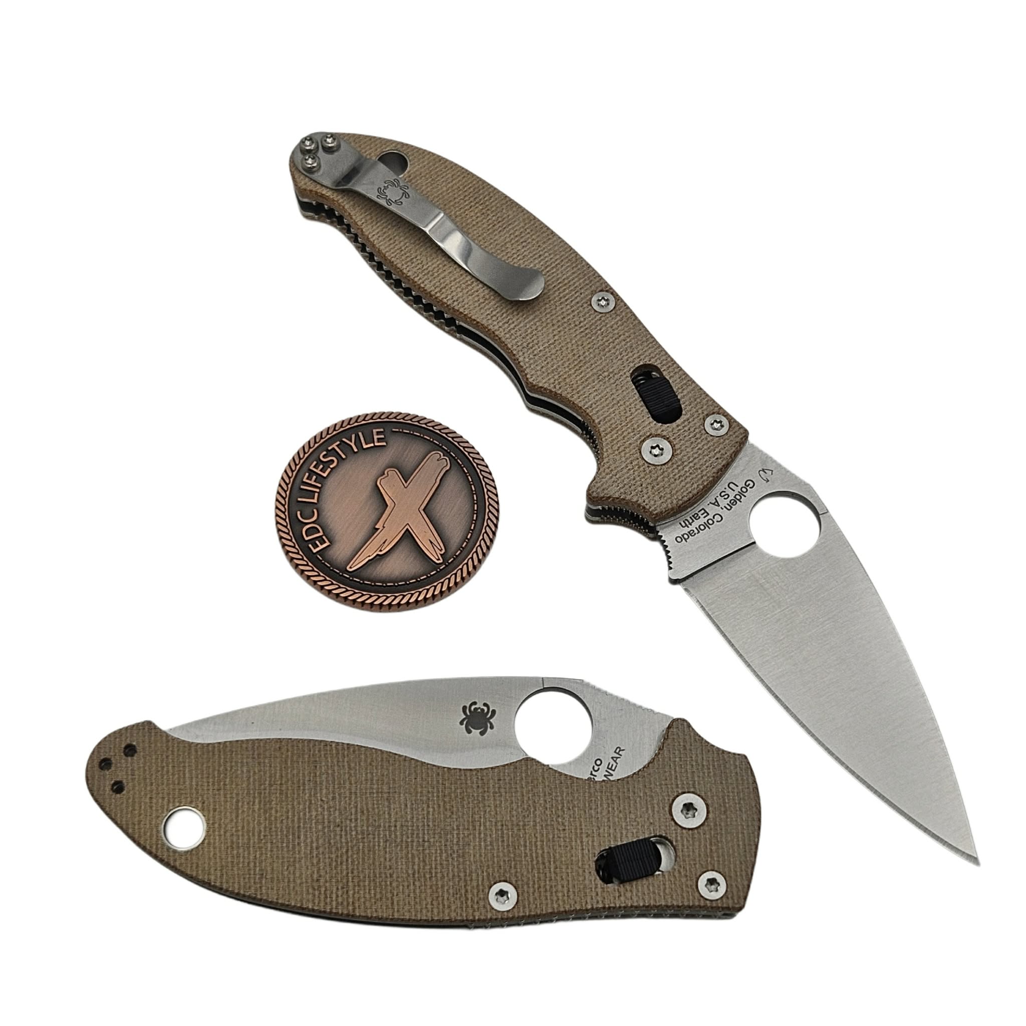 Spyderco Manix 2 Brown Canvas Micarta Crossbar Lock 3.37