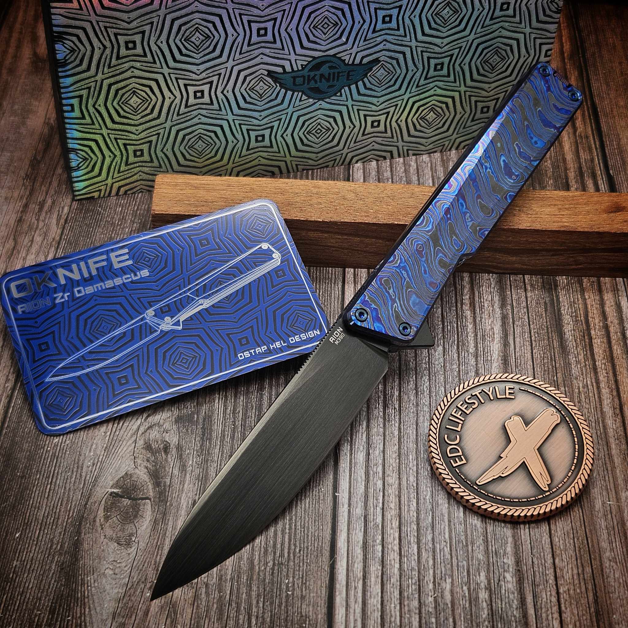 OKnife AION Zirconium Damascus 3.53