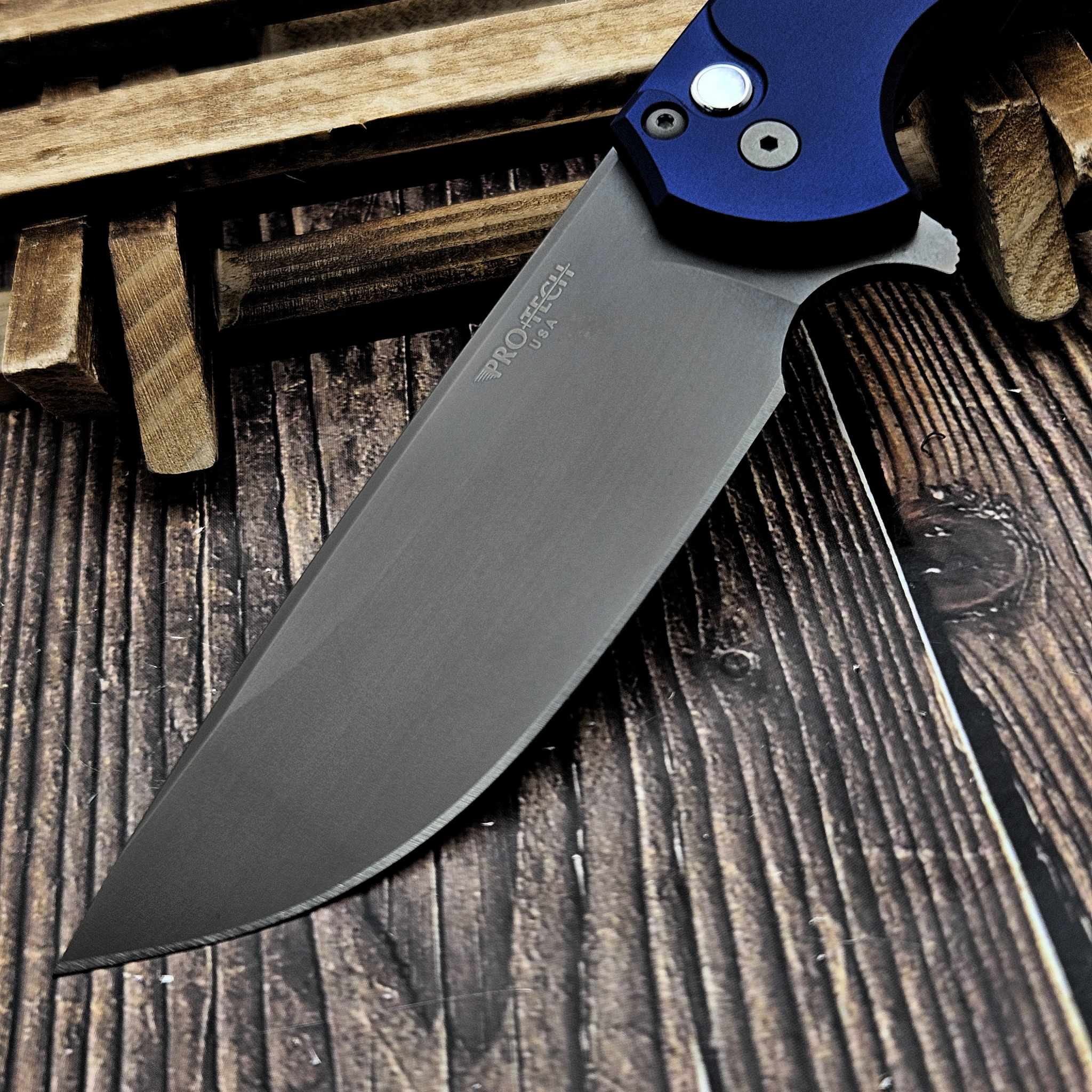 Pro-Tech Mordax Navy Blue Button Lock 3.5