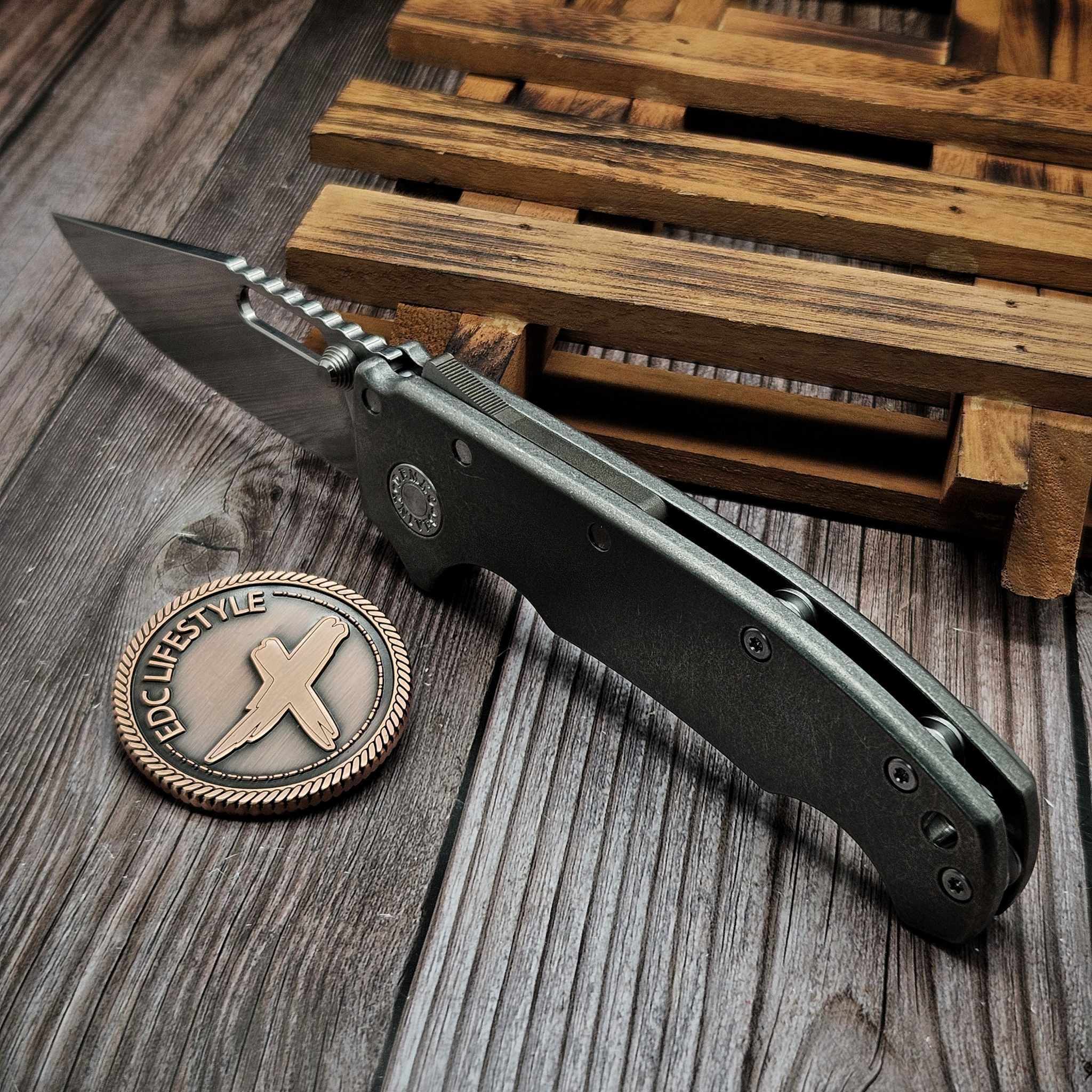 Demko AD20I Slim Shark Lock Clip Point Nitro-X7 Smooth Titanium