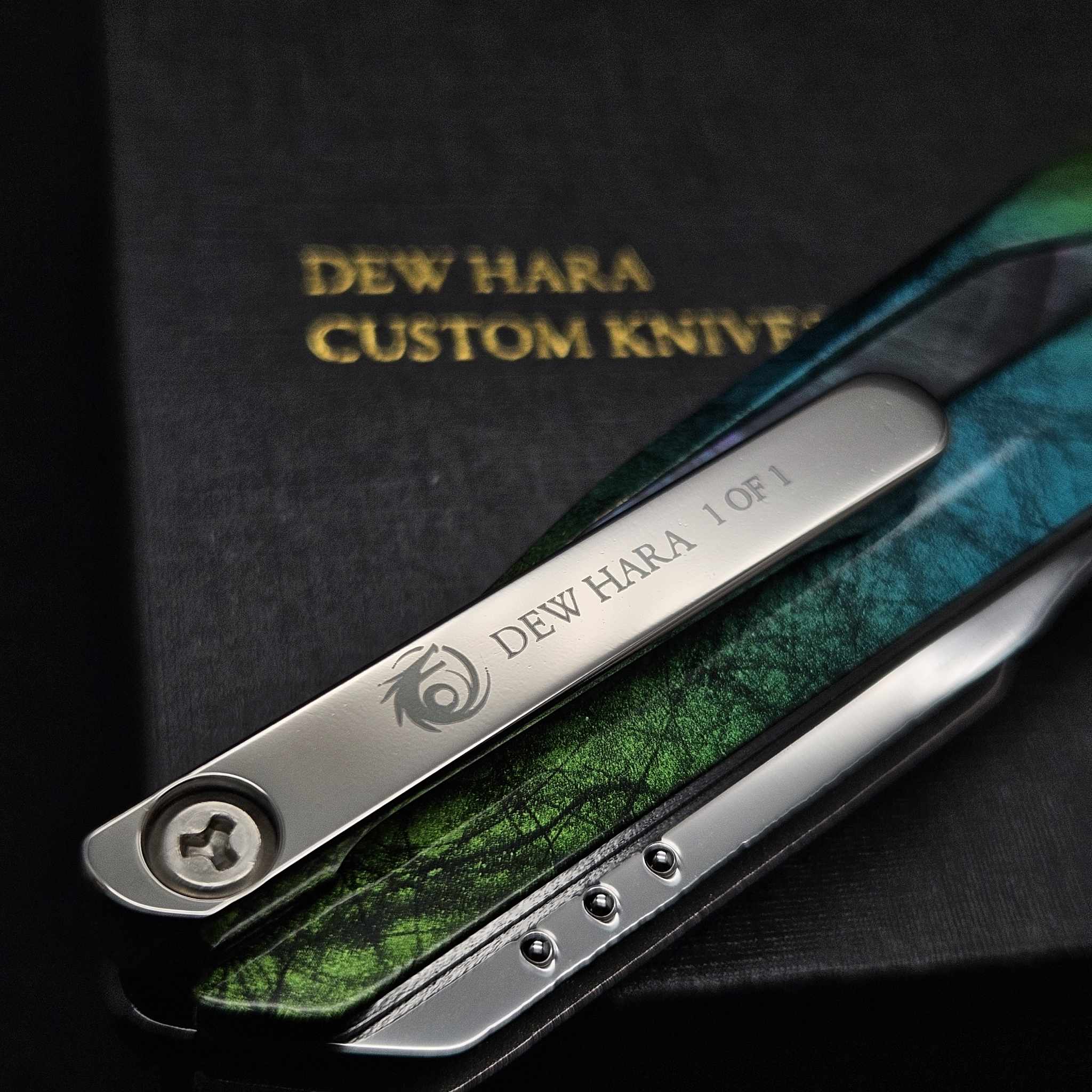 Dew Hara Chronos VG-10 Damascus Copper/Shinkai Handle w/Black Lip