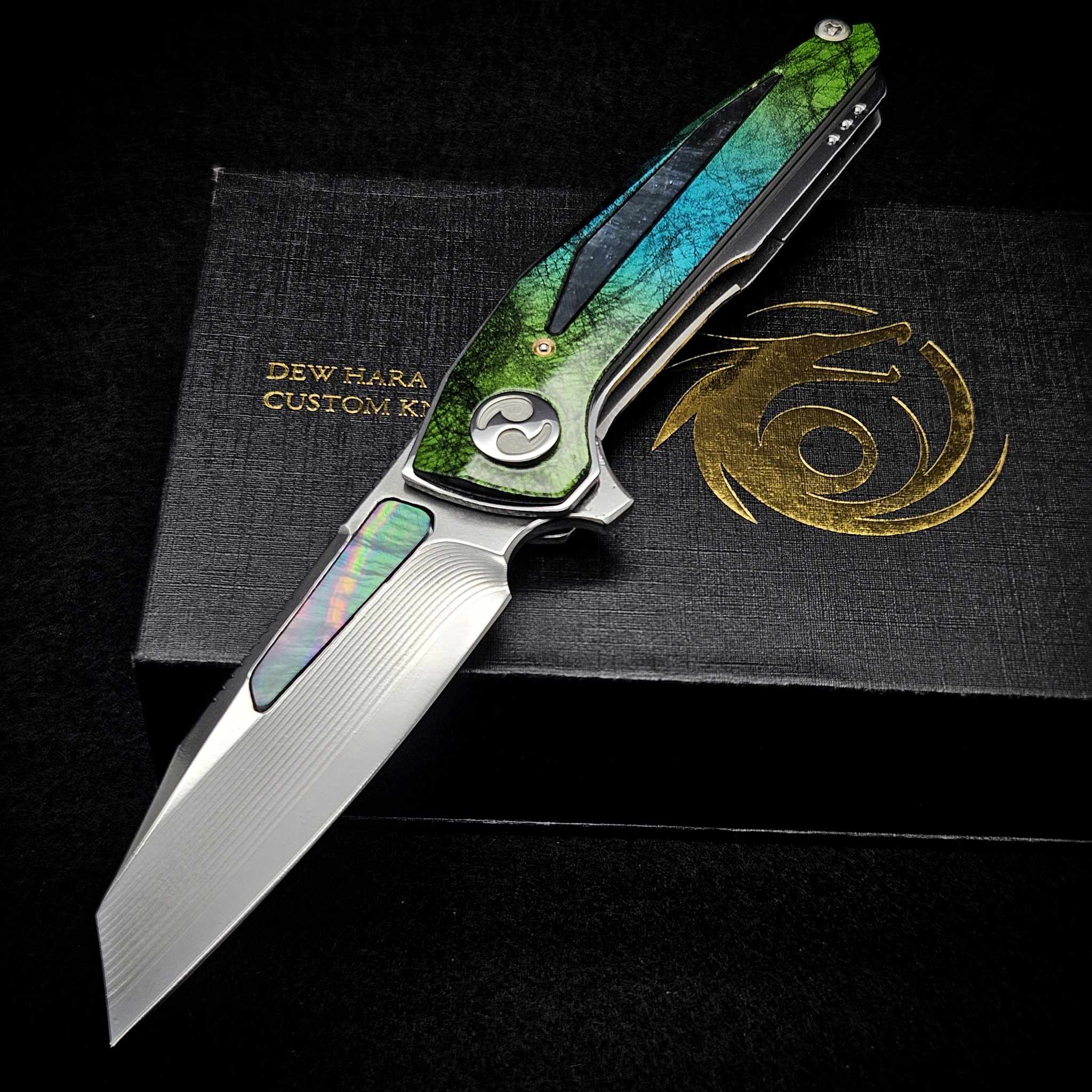 Dew Hara Chronos VG-10 Damascus Copper/Shinkai Handle w/Black Lip