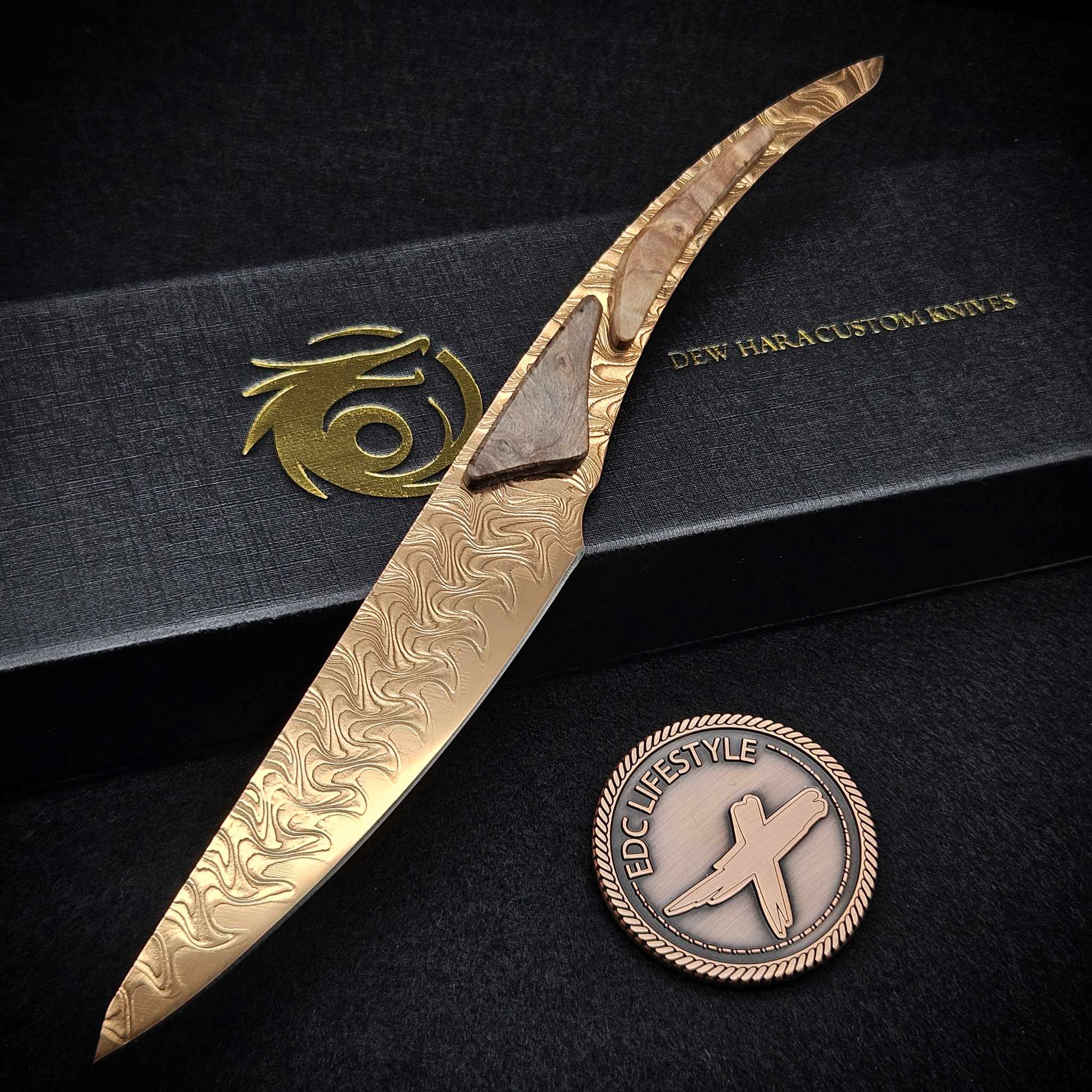 Dew Hara Saku Steak Knife VG-10 Ladder Damascus Maple