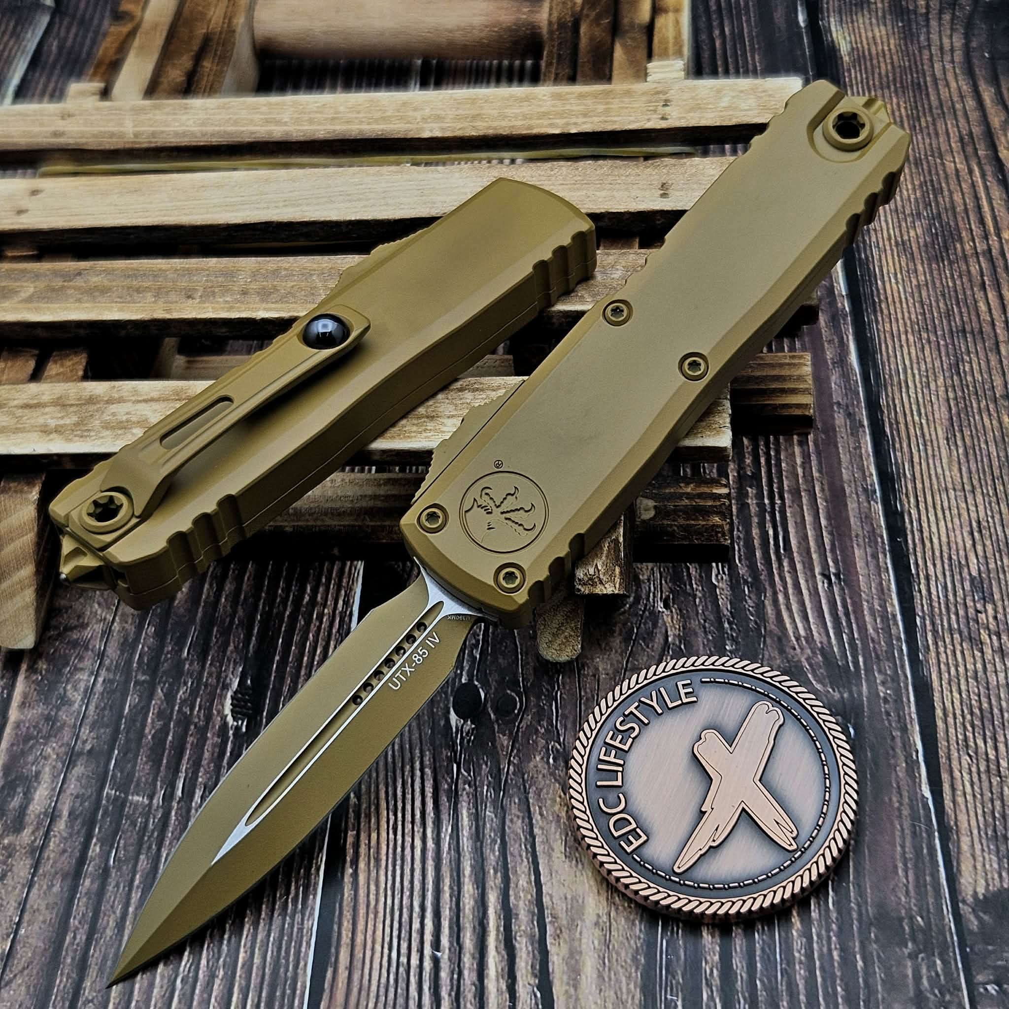Microtech UTX-85 Gen IV Cerakote RAL-8000 D/E 3.10