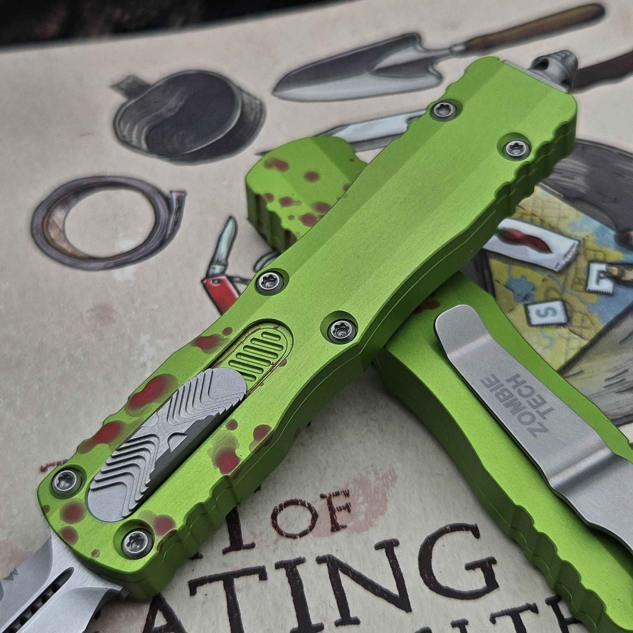 栗栖むぎ ランチェキ セット Microtech 225-10Z Zombie Dirac Double Edge Stonewash Standard