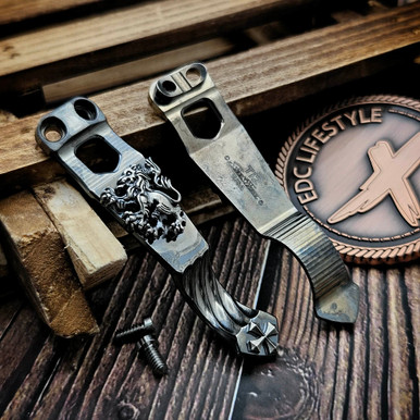 Steel Flame Ti2 Design Crusader Lion/Spike Cross Flashlight Clip