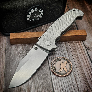 Demko AD20 XXX Titanium Textured Thumb Stud 3V Clip Point - Preowned