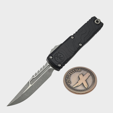 Microtech UTX-85 Gen IV Black Topographic Deep Engraved 3.10