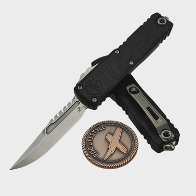 Microtech UTX-85 Gen IV Black Topographic Deep Engraved 3.10