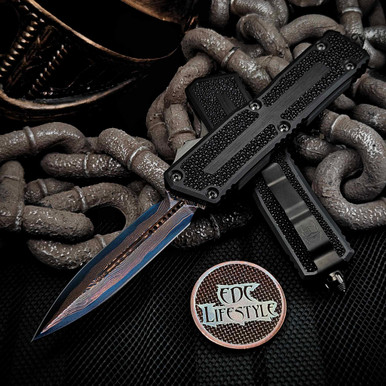 Microtech Scarab II Gen III Double Edge Blued Baker Forge