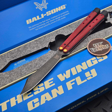 Benchmade Necron Butterfly Balisong- Ruby Red G-10 Handles