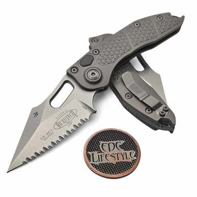 Microtech Borka Auto Stitch 169-12NC Natural Clear Full Serrated