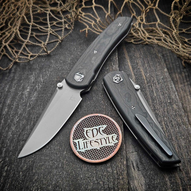 Sharknivco Waka Black CamoQuartz Liner Lock Zirconium Accents