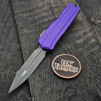 Microtech 1242-10APPU Cypher II Purple D/E Apocalyptic Grenade