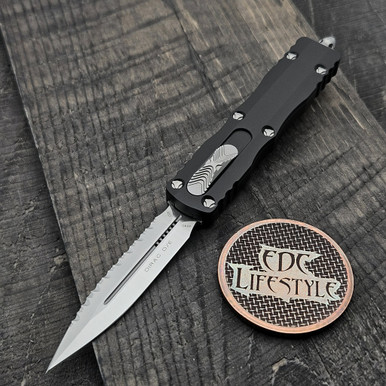 Microtech 225-6 Dirac D/E Black Satin Full Serrated Grenade S/N 21525