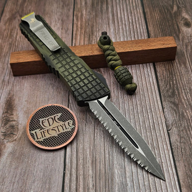 Microtech Combat Troodon Frag OFF Grenade Green D/E Double Reverse