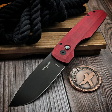 Pro-Tech Vero Synapse Red Linen Micarta, 3.5