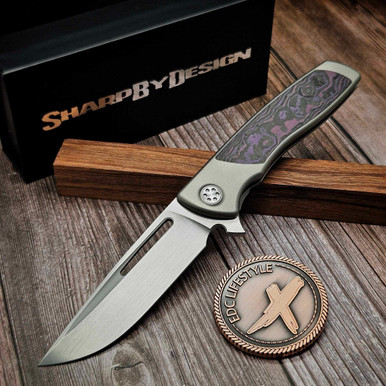 Sharp By Design Mini Evo Frame Lock Titanium Flipper Purple Haze
