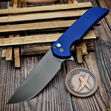 Pro-Tech Mordax Navy Blue Button Lock 3.5