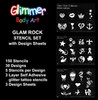 Glitter Tattoo GLAM ROCK Stencil Set with Design Sheets