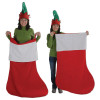 Felt Fabric Jumbo Christmas Stocking Holiday Party Decorations, 54", Red/White