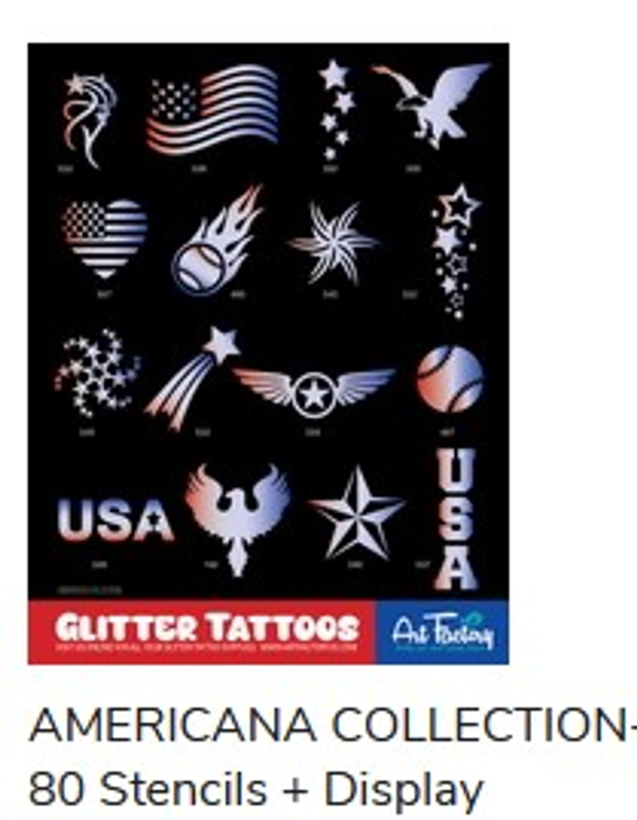 Americana with Design Sheets Glitter Tattoo Set