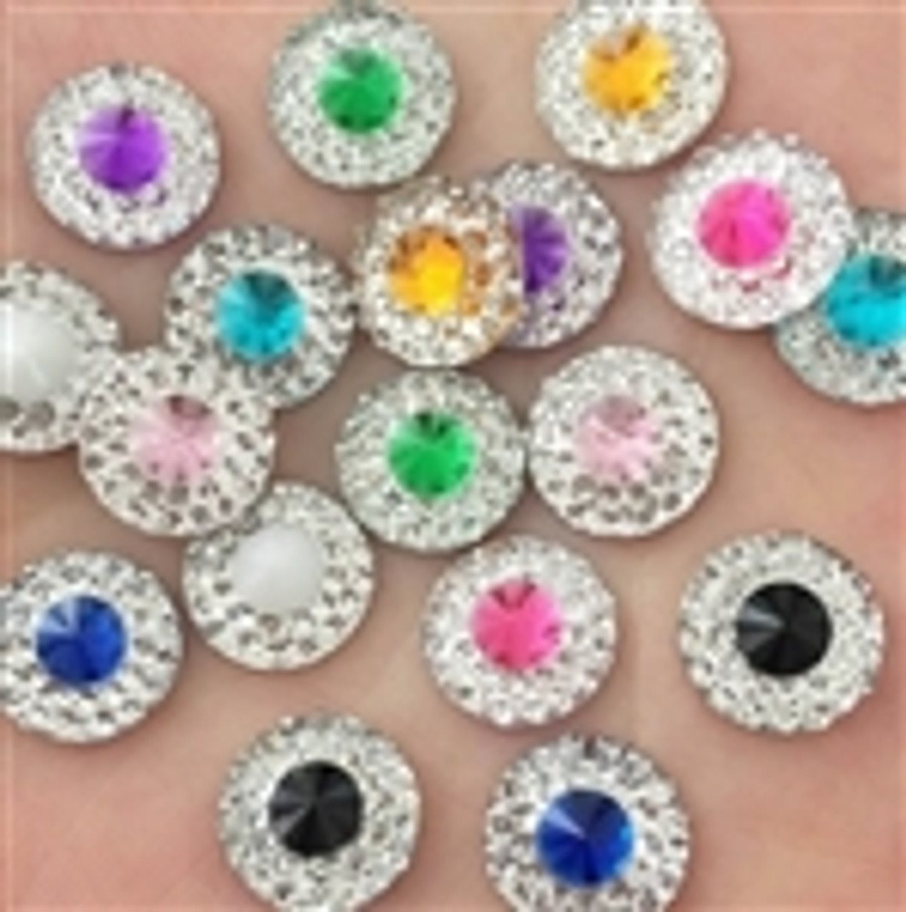 Colorful Diamond Surrounded Circle Gems - 30pcs