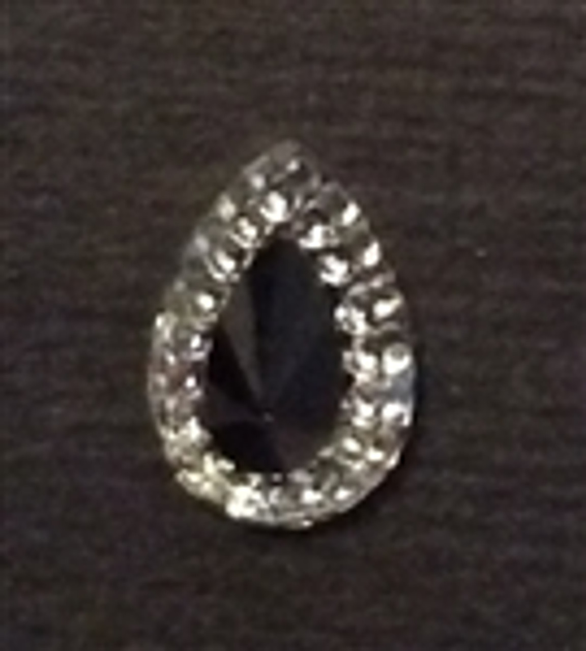 Silver with Black Crystal Accent Teardrop gem - 1/2 TBSP