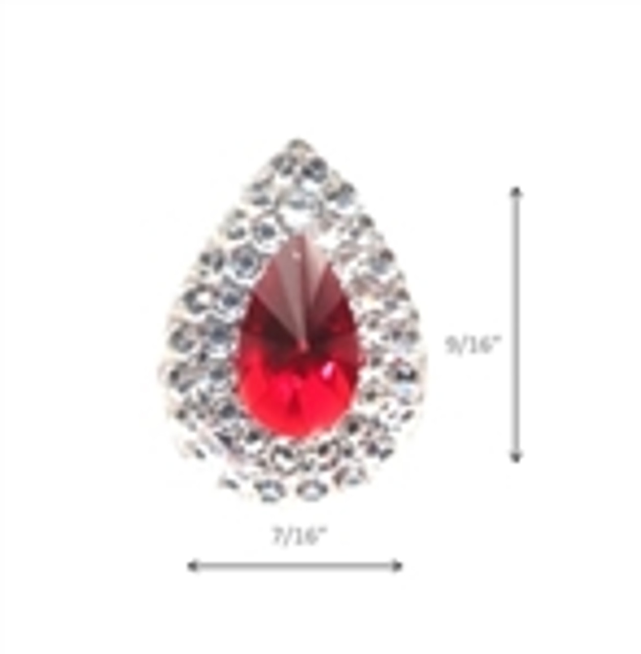 Silver with Red Crystal Accent Teardrop gem - 1/2 TBSP