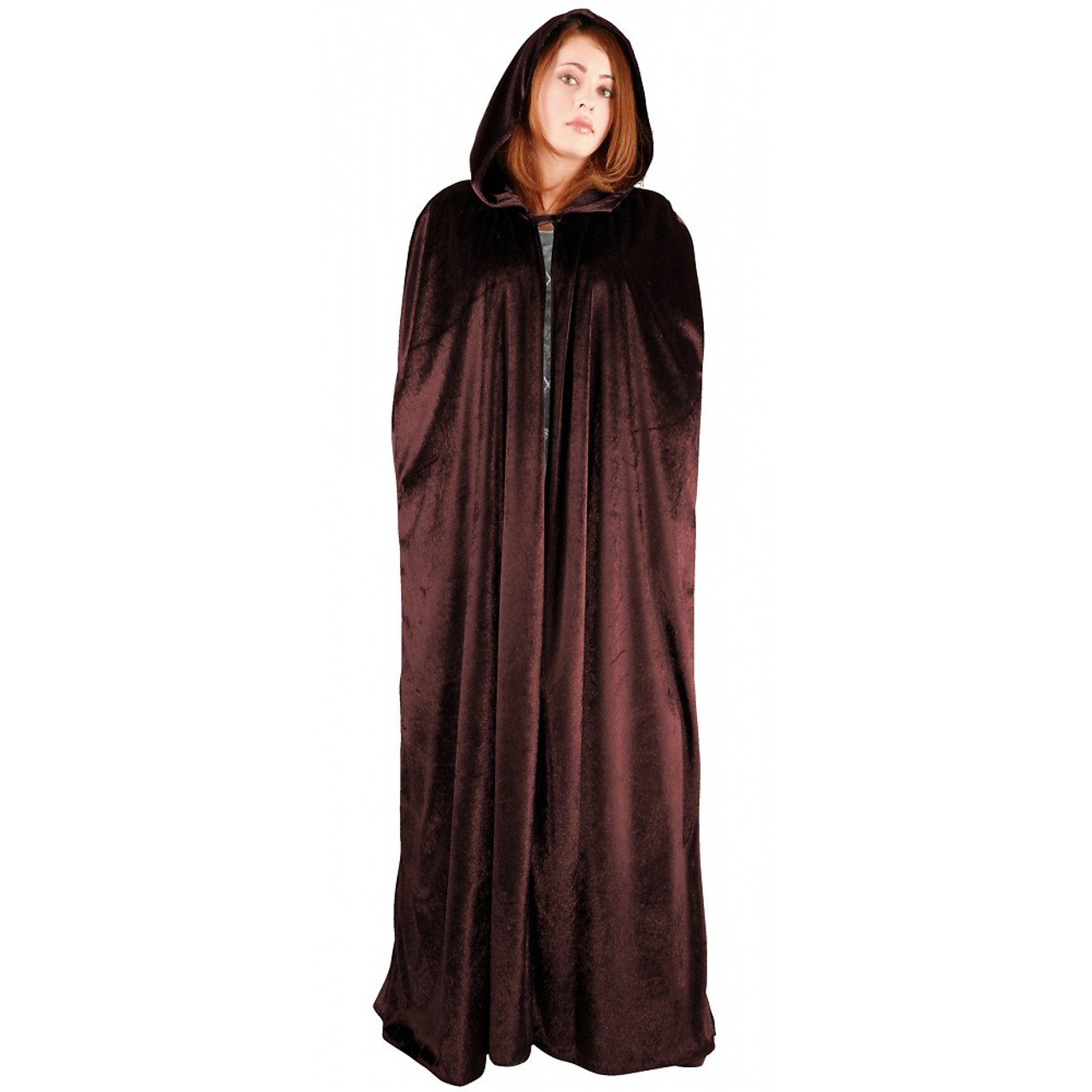 Charades: Hooded Panne Cape (Brown)