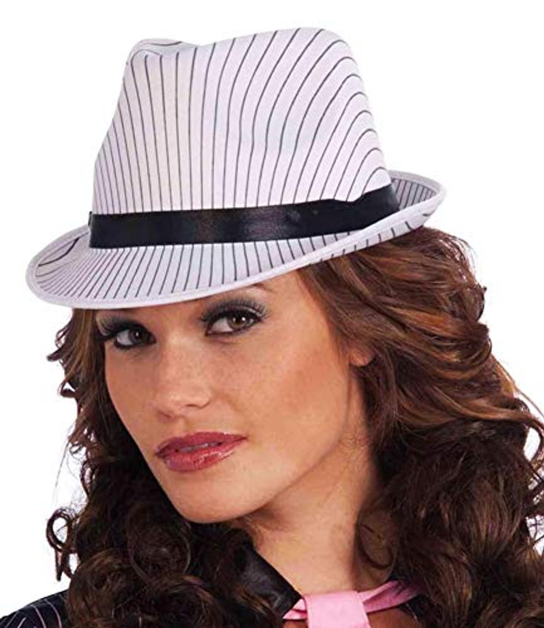 Ladies Pin Stripe Fedora Gangster Hat