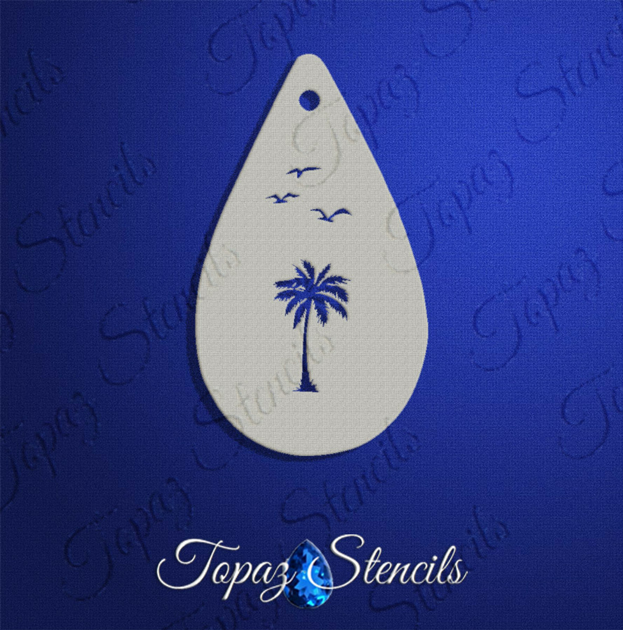 Palm Tree and Birds- Topaz Stencil