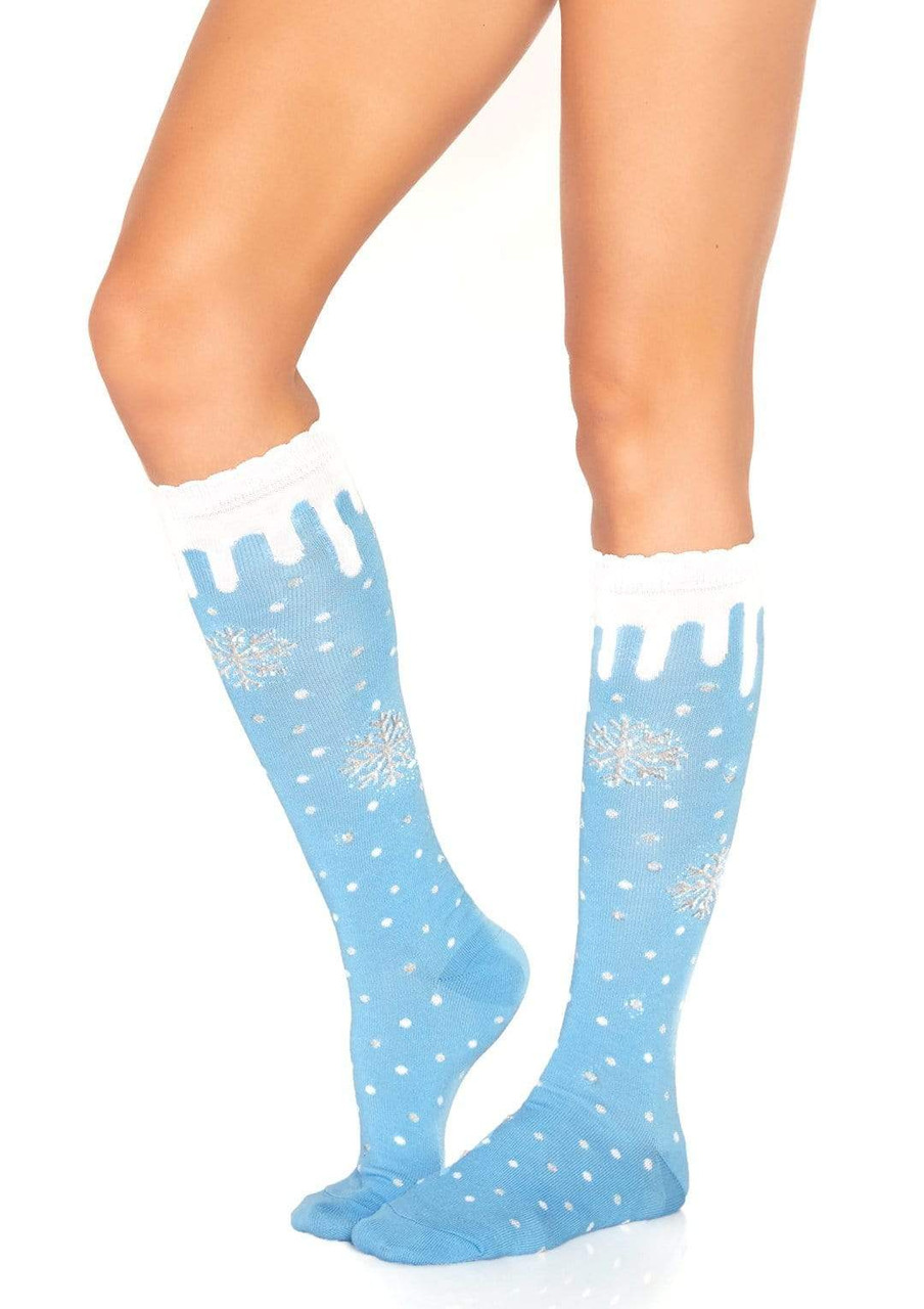 Lurex Snowflake Knee High Socks