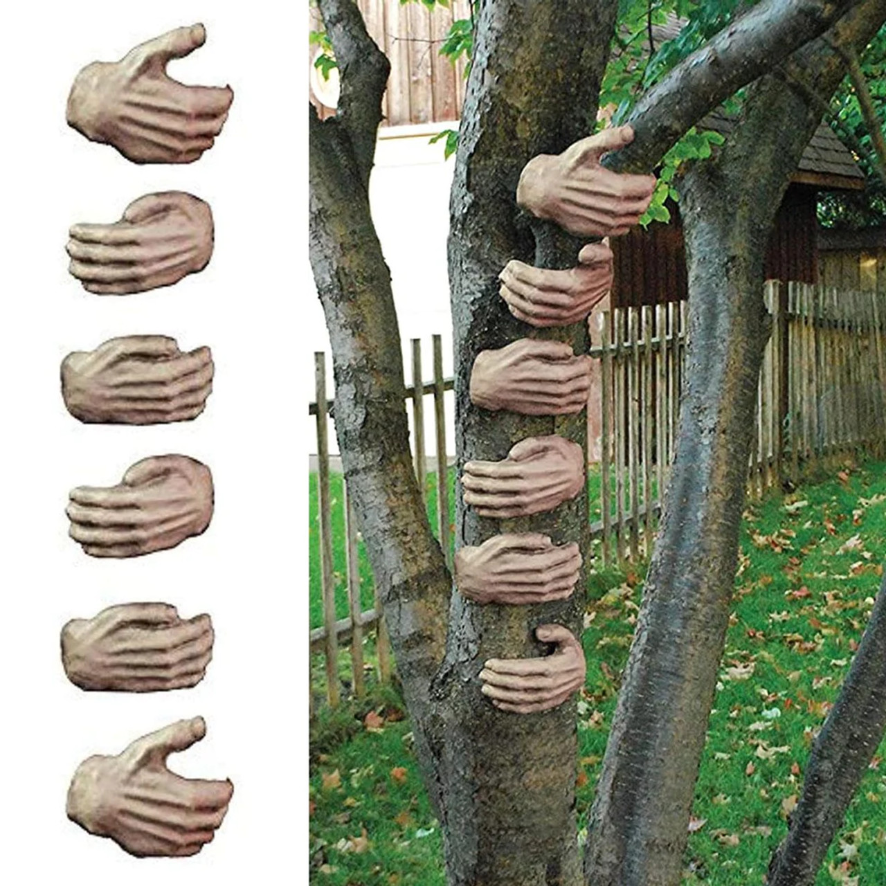 Tree Trunk Gripping Hands Decoration 6ct Set