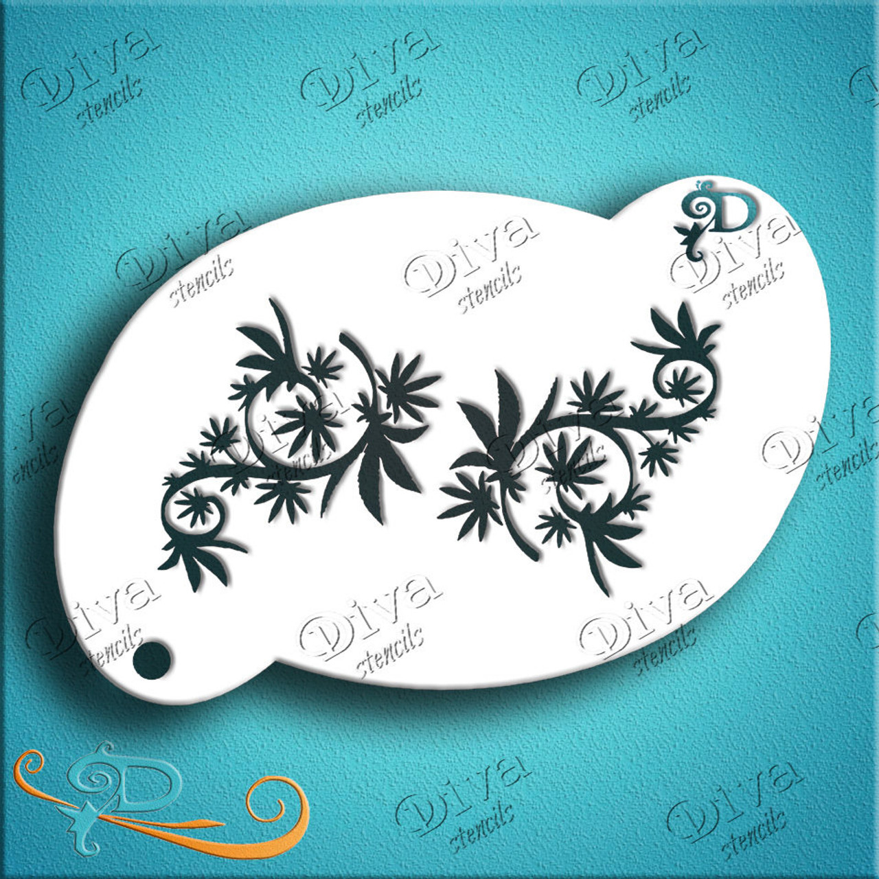 Cannabis Swirl Leaves Diva Stencil