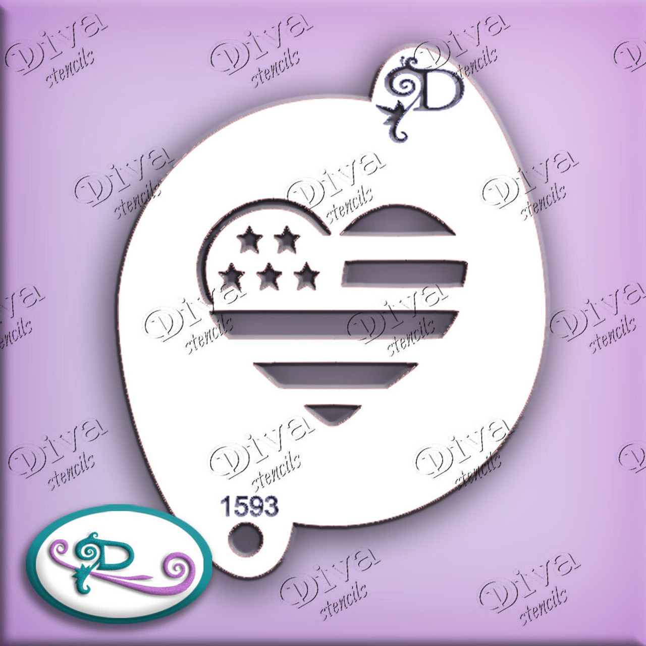 Flag Heart Diva Stencil