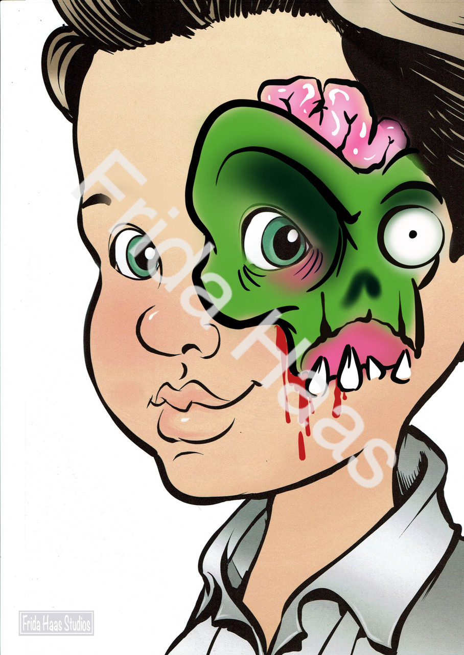 Zombie Side Brain Face Paint Photo