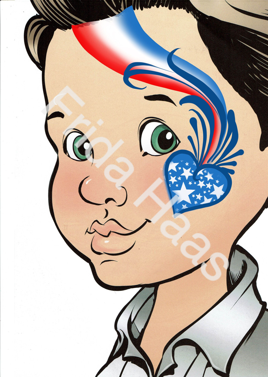 Patriotic Heart Face Paint Photo