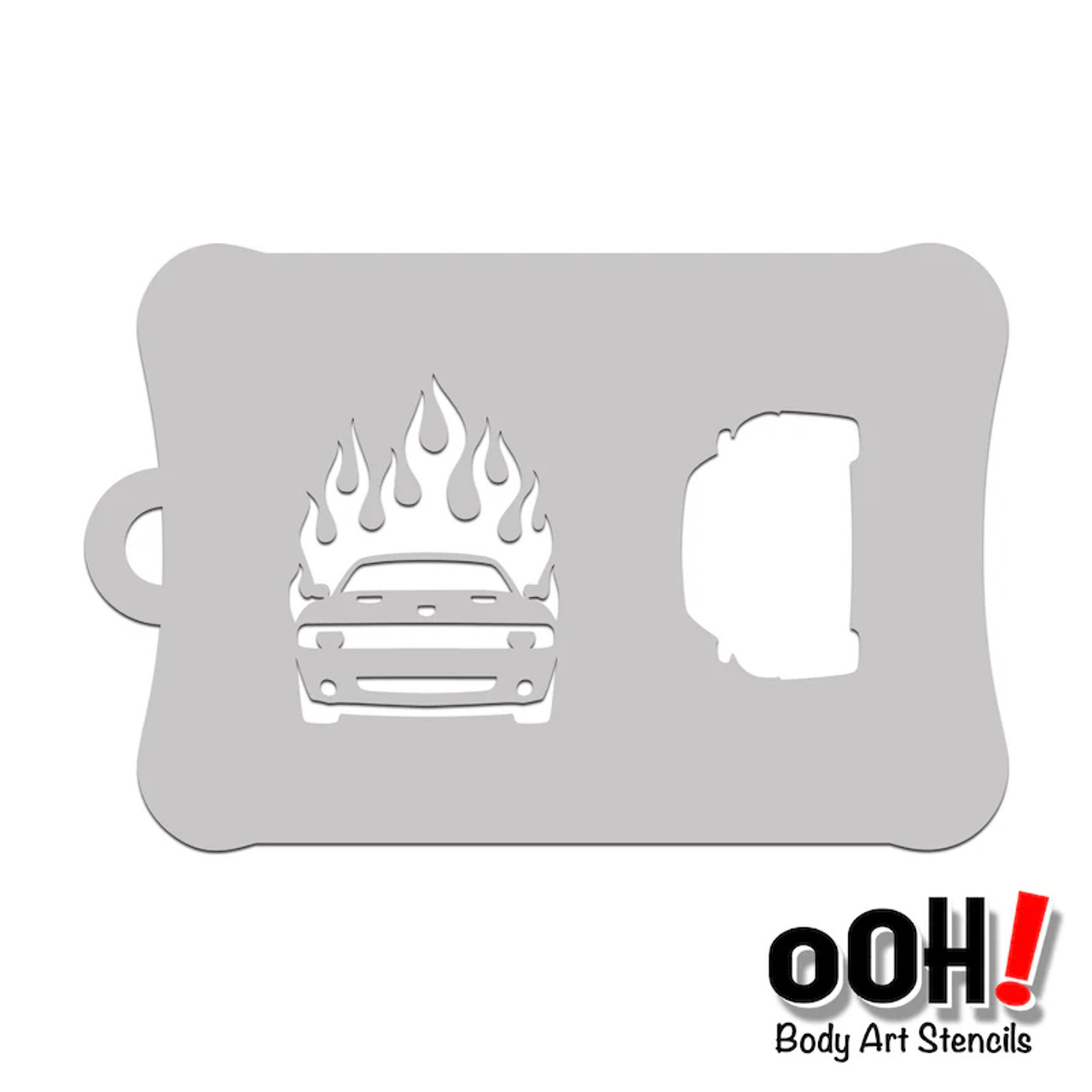 Flaming Hot Rod Car Stencil