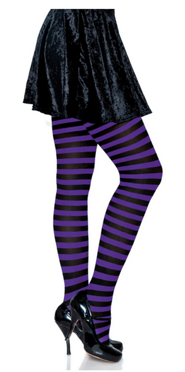 Black and Purple Striped Nylon Tights