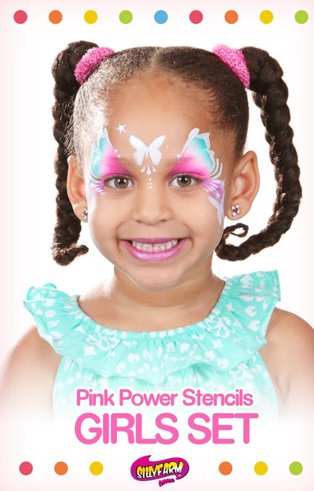 Girl's Pink Power Party Stencil Set w Design Sheet