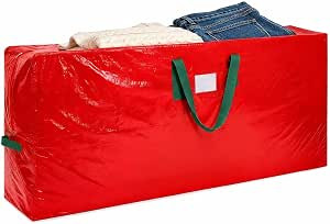 KRYSTY Christmas Tree Storage Bag - Fits Up to 7.5 Foot Xmas Holiday Tree, Zippered Bag, Carry Handles, Durable Waterproof Material, Protects Against Dust and Moisture, Red