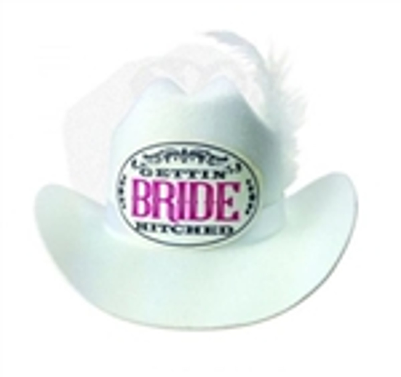 Bride White Clip on Cowgirl Hat