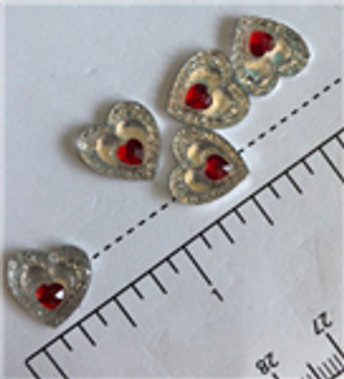 Red Centered Heart Gems 30ct