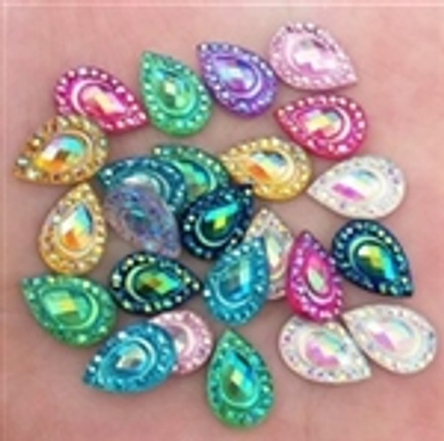 Mixed Pointy Peacock Bling  - 30 per bag 12mm sm