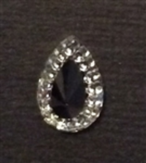 Silver with Black Crystal Accent Teardrop gem - 1/2 TBSP