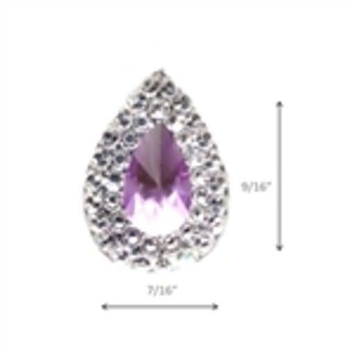 Silver with Lilac Crystal Accent Teardrop gem - 1/2 TBSP