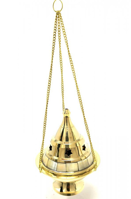 Brass Hanging Censer w/ Mother of Pearl 5"H