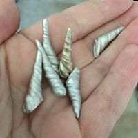 25 Silver, angled unicorn horns, polymer
