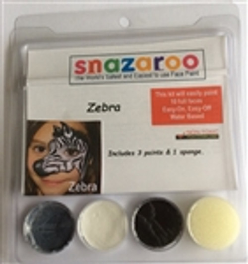 Zebra 3 Color Face Paint Theme Kit with Sponge